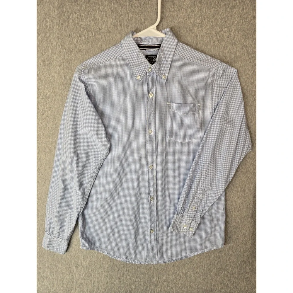 Boys Long Sleeve XL Gingham Check Pattern Preppy Button Dress Shirt.